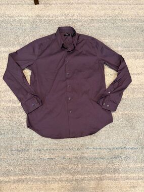 Theory Sylvain O Precise 2 Shirt Mens Large L Purple Cotton Stretch Button Down